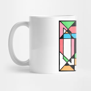 Green Blue Pink Peach Geometric Abstract Acrylic Painting Mug